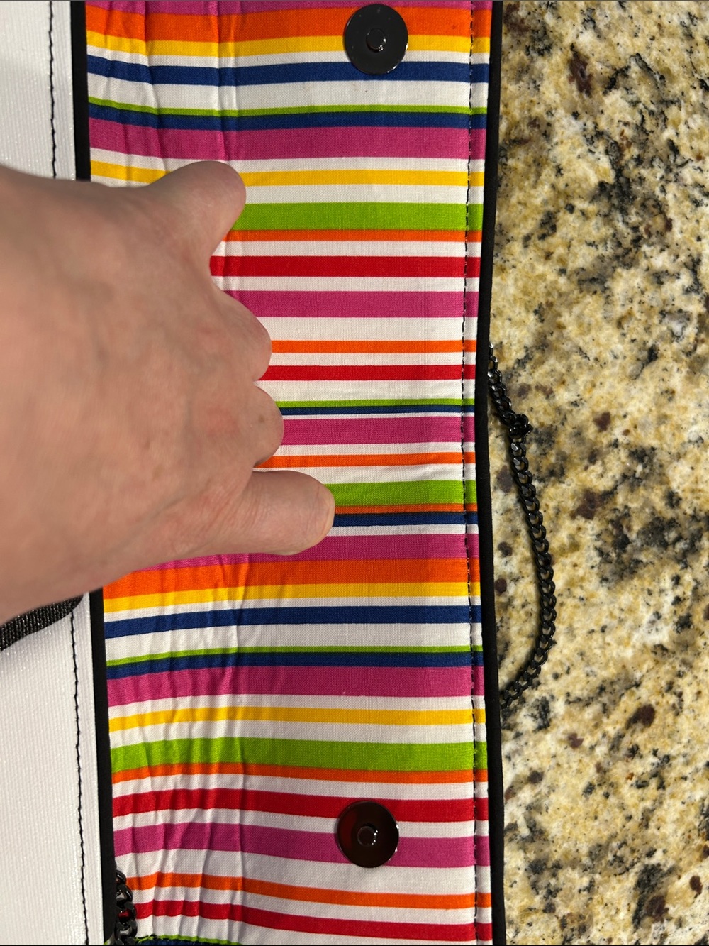 White Clutch with Red Crystal Heel Graphic - Picture 3 of 6